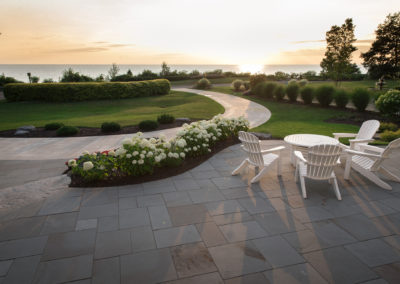 front yard patio overlooking Lake Michigan landscaped by essex outdoor design