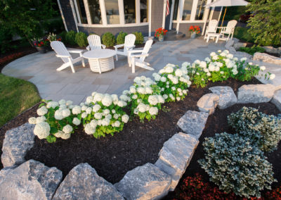 front yard patio overlooking Lake Michigan landscaped by essex outdoor design